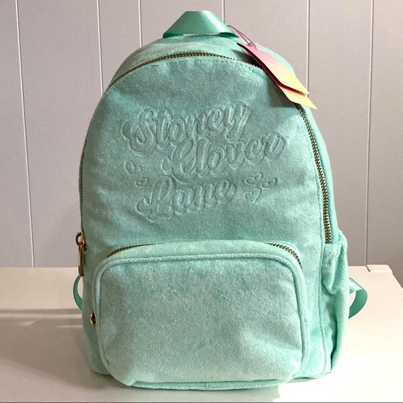 STONEY CLOVER LANE X Green Terry Cloth Embossed Backpack